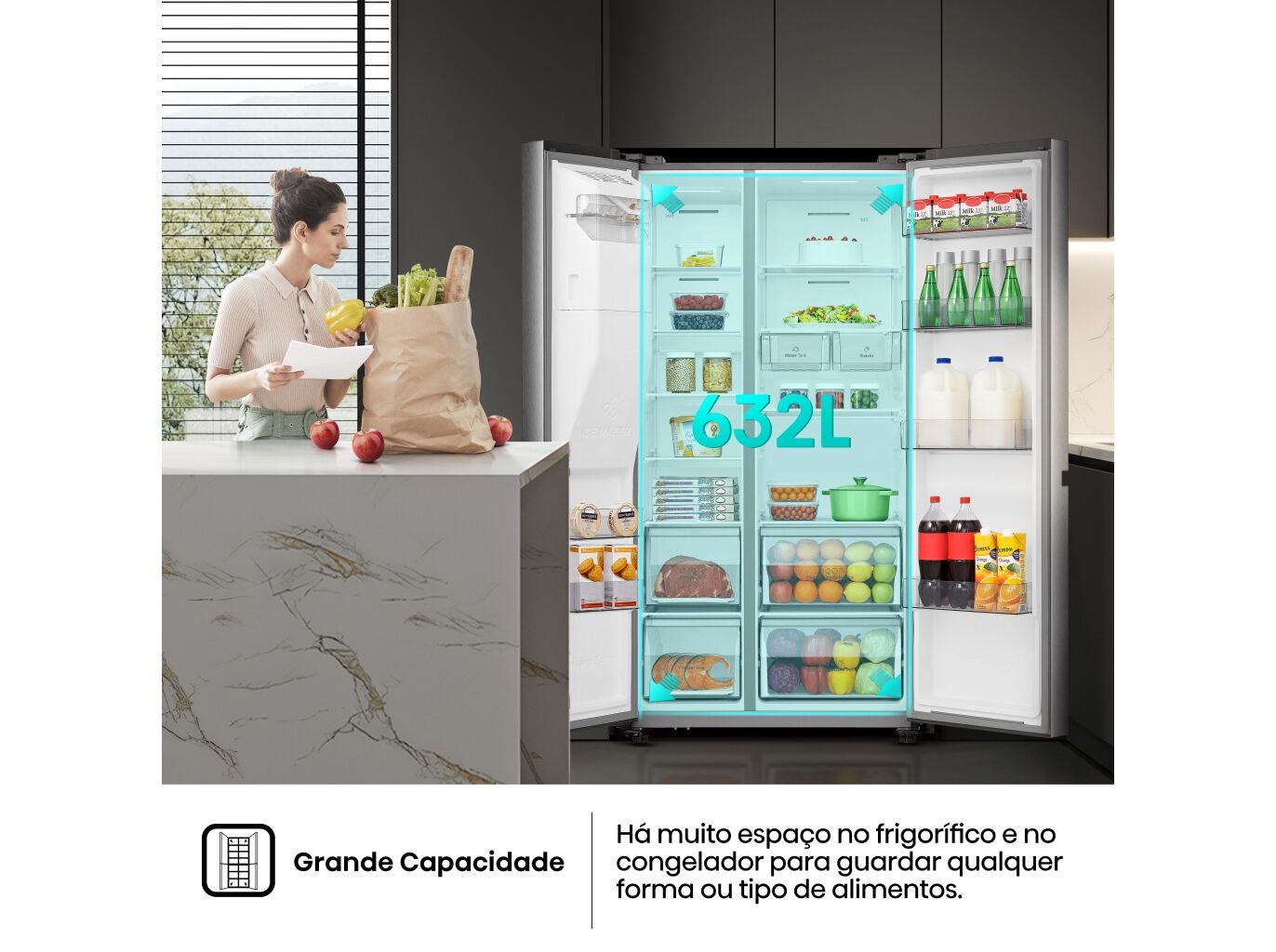 FRIGOR&Iacute;FICO AMERICANO HISENSE RS818N4TIE1 (NO FROST E 179CM 632L LOOK INOX) image number 7