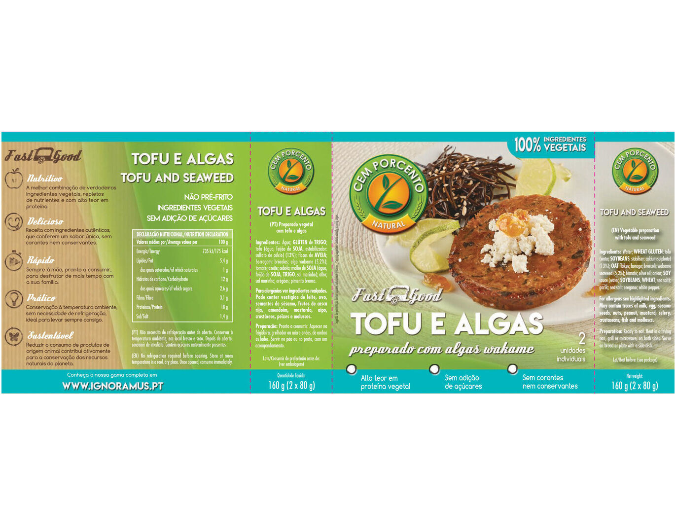 HAMBURGUER CEM PORCENTO TOFU COM ALGAS 150G image number 1