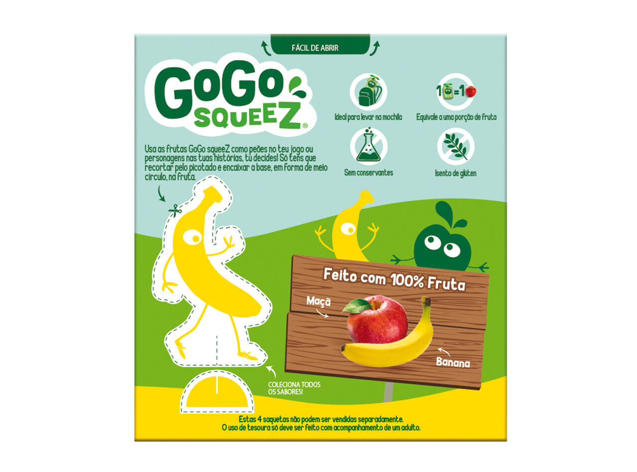 SAQUETAS FRUTA GO GO SQUEEZ BANANA E MA&Ccedil;&Atilde; 4X90G image number 1