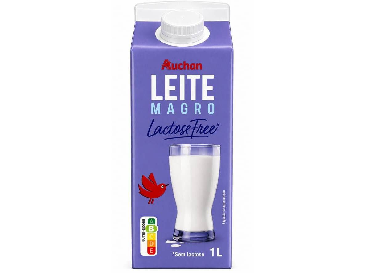 LEITE UHT SEM LACTOSE AUCHAN MAGRO 1L