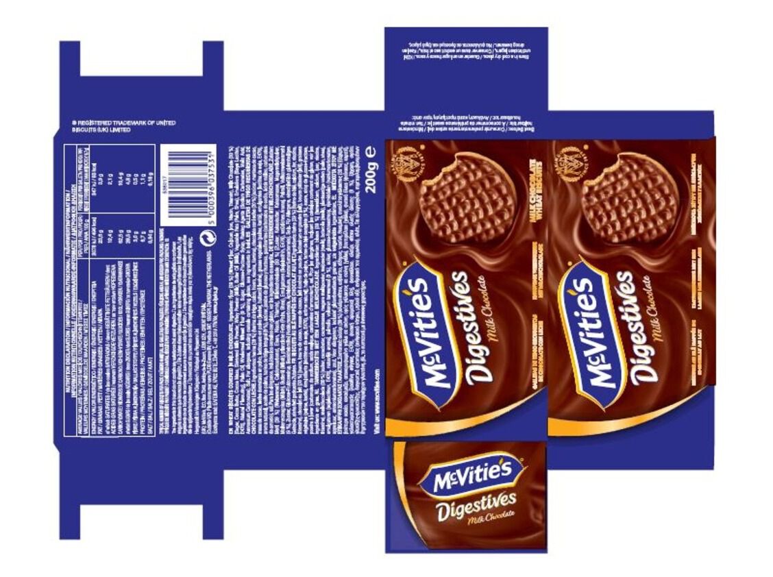 BOLACHAS DIGESTIVAS MCVITIE'S CHOCOLATE LEITE 200 G image number 1