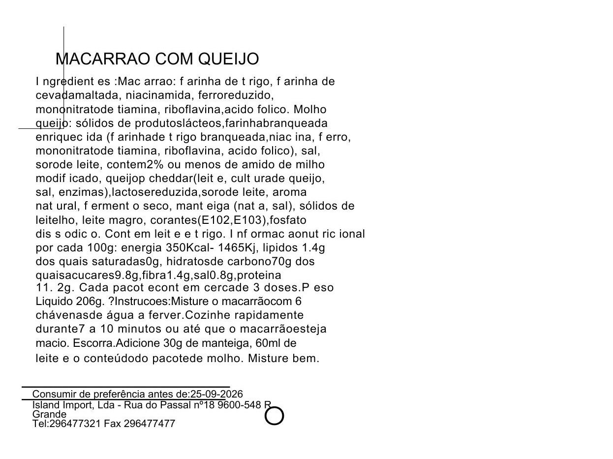 MACARR&Atilde;O HOSPITALITY COM QUEIJO 206 GR