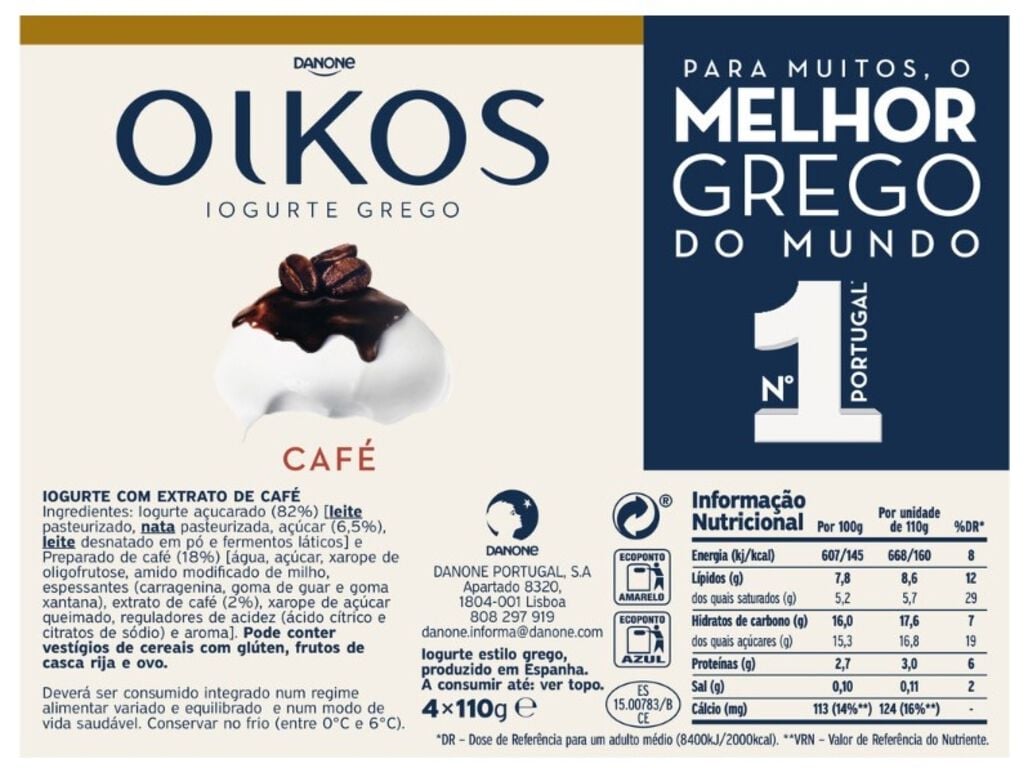 IOGURTE OIKOS DANONE GREGO CAF&Eacute; 4X110G image number 1