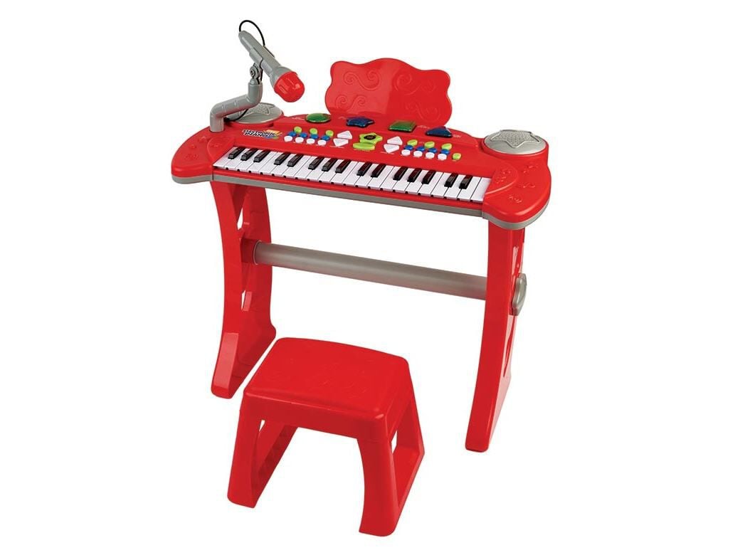 TECLADO DE 37 TECLAS COM BANCO ONE TWO FUN VERMELHO image number 1