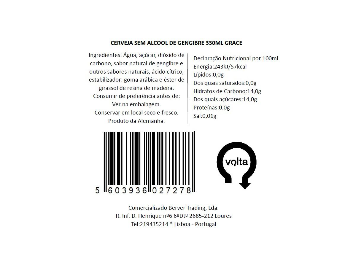 GINGER BEER GRACE SODA (SDR) 330ML image number 1