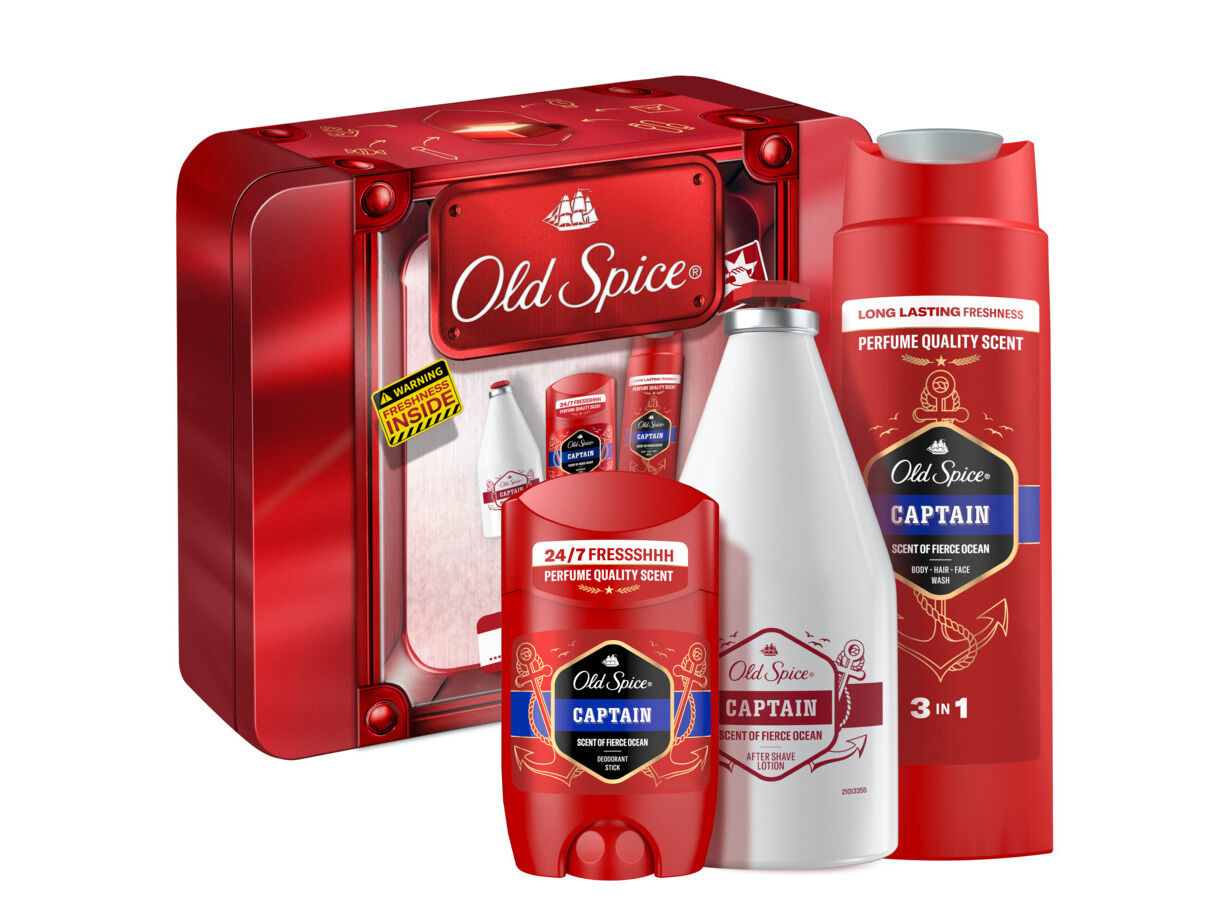 CONJUNTO OLD SPICE CAPTAIN STICK+HAIR/FACE/BODY+ASH+CAIXA image number 0