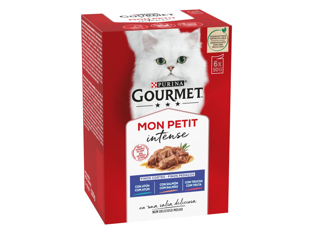 COMIDA H&Uacute;MIDA PARA GATO GOURMET MON PETIT COM PEIXE 6X50G image number 1