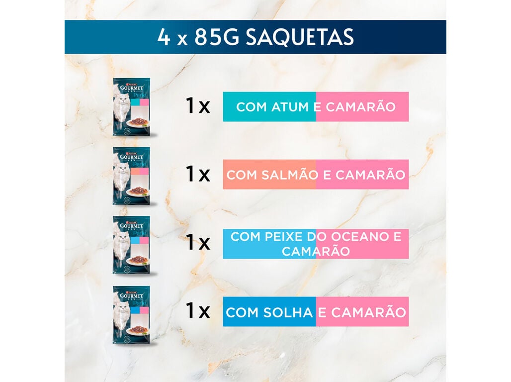 COMIDA H&Uacute;MIDA PARA GATO GOURMET PERLE DELICIAS DO OCEANO 4X85G image number 2