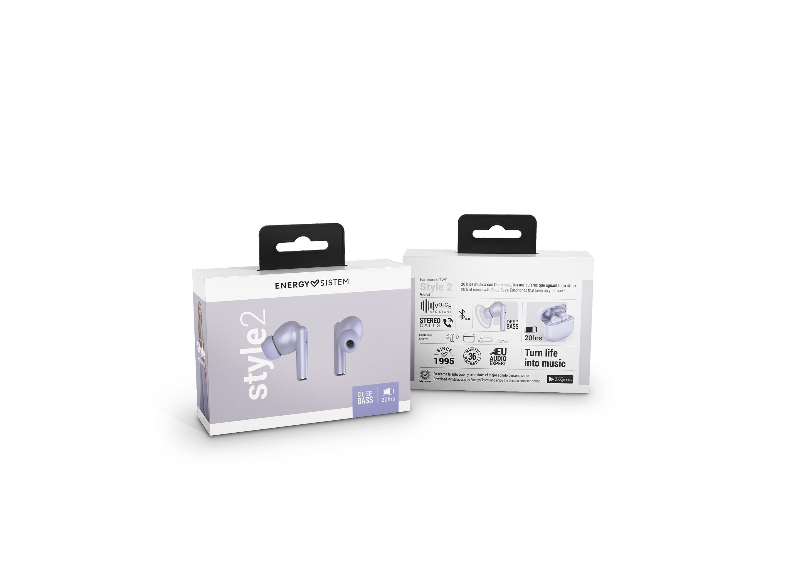 AUSCULTADORES ENERGY SISTEM STYLE 2 VIOLET BLUETOOTH TWS image number 3