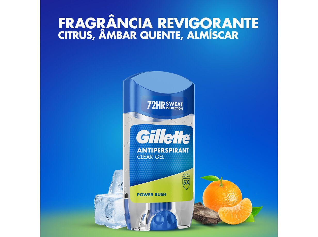 DESODORIZANTE STICK GILLETTE CLEAR GEL POWER RUSH 70 ML image number 3