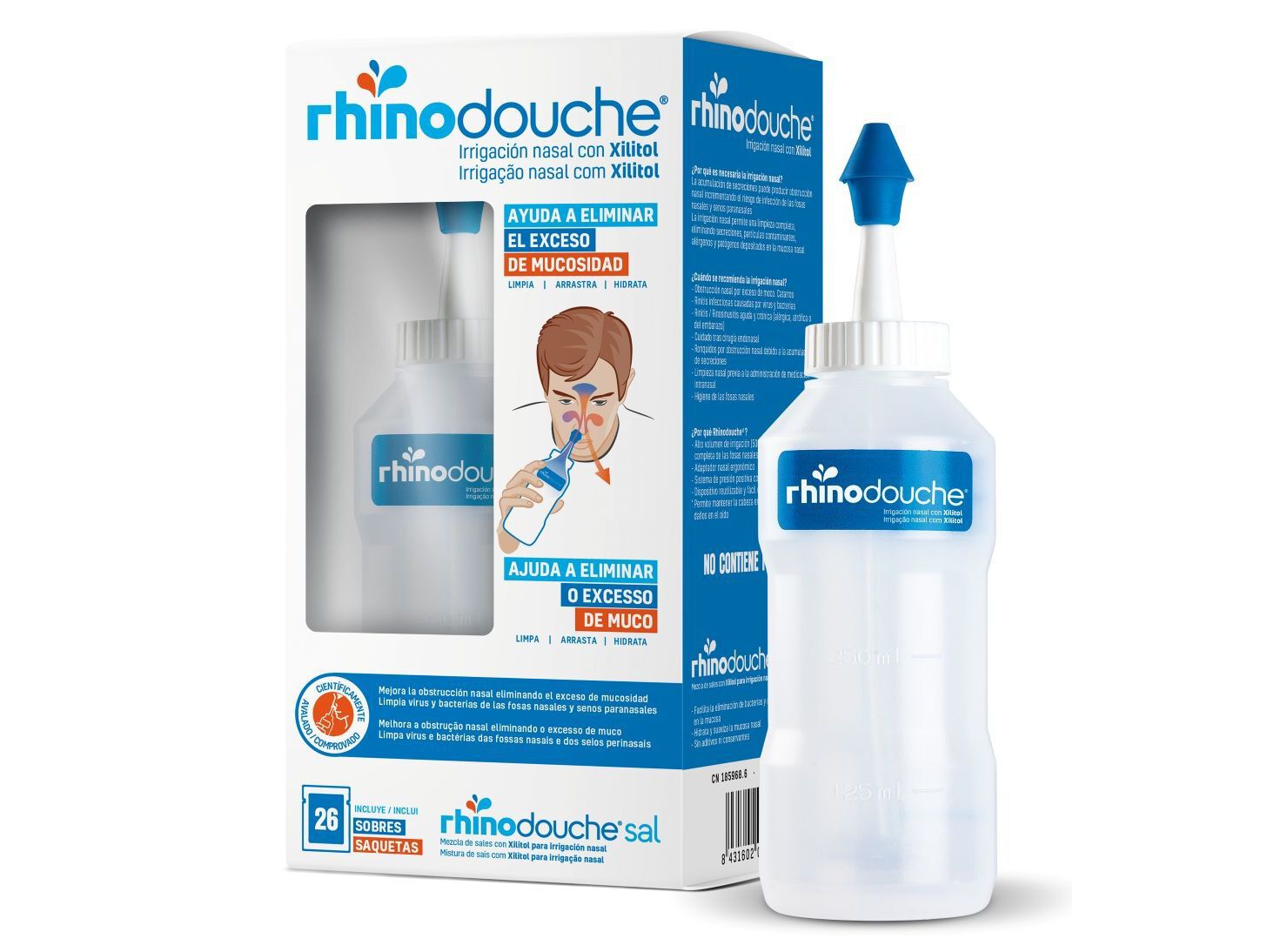 IRRIGADOR NASAL RHINODOUCHE ADULTO C/ 26 SAQUETAS image number 0