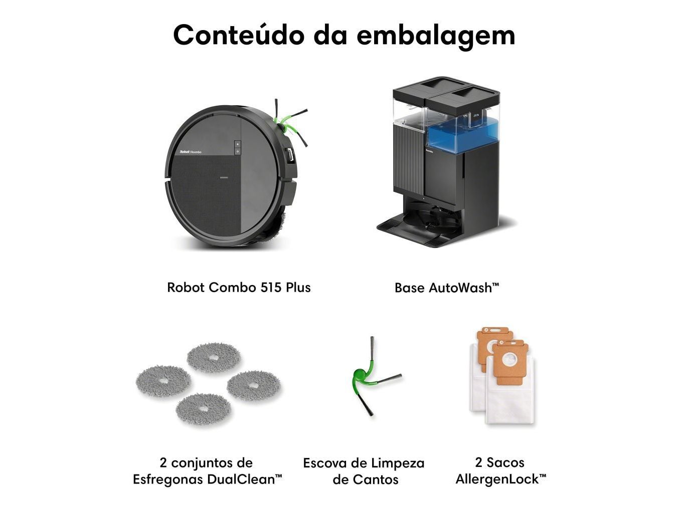ASPIRADOR ROBOT IROBOT ROOMBA COMBO 515 PLUS + BASE AUTOWASH PRETO image number 8