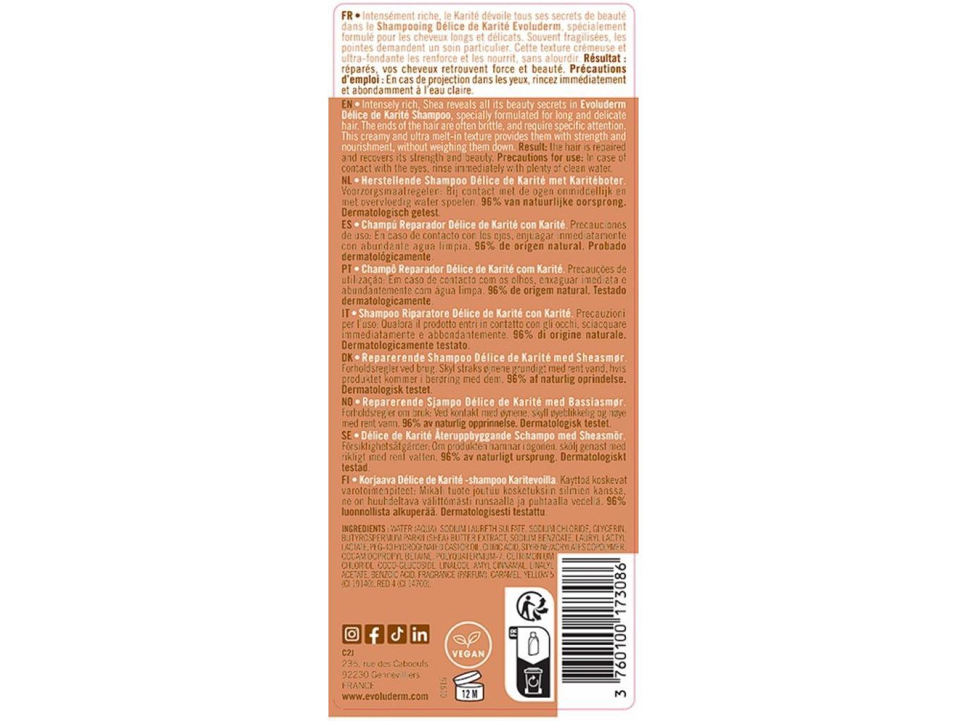 CHAMP&Ocirc; EVOLUDERM KARIT&Eacute; 400 ML image number 1