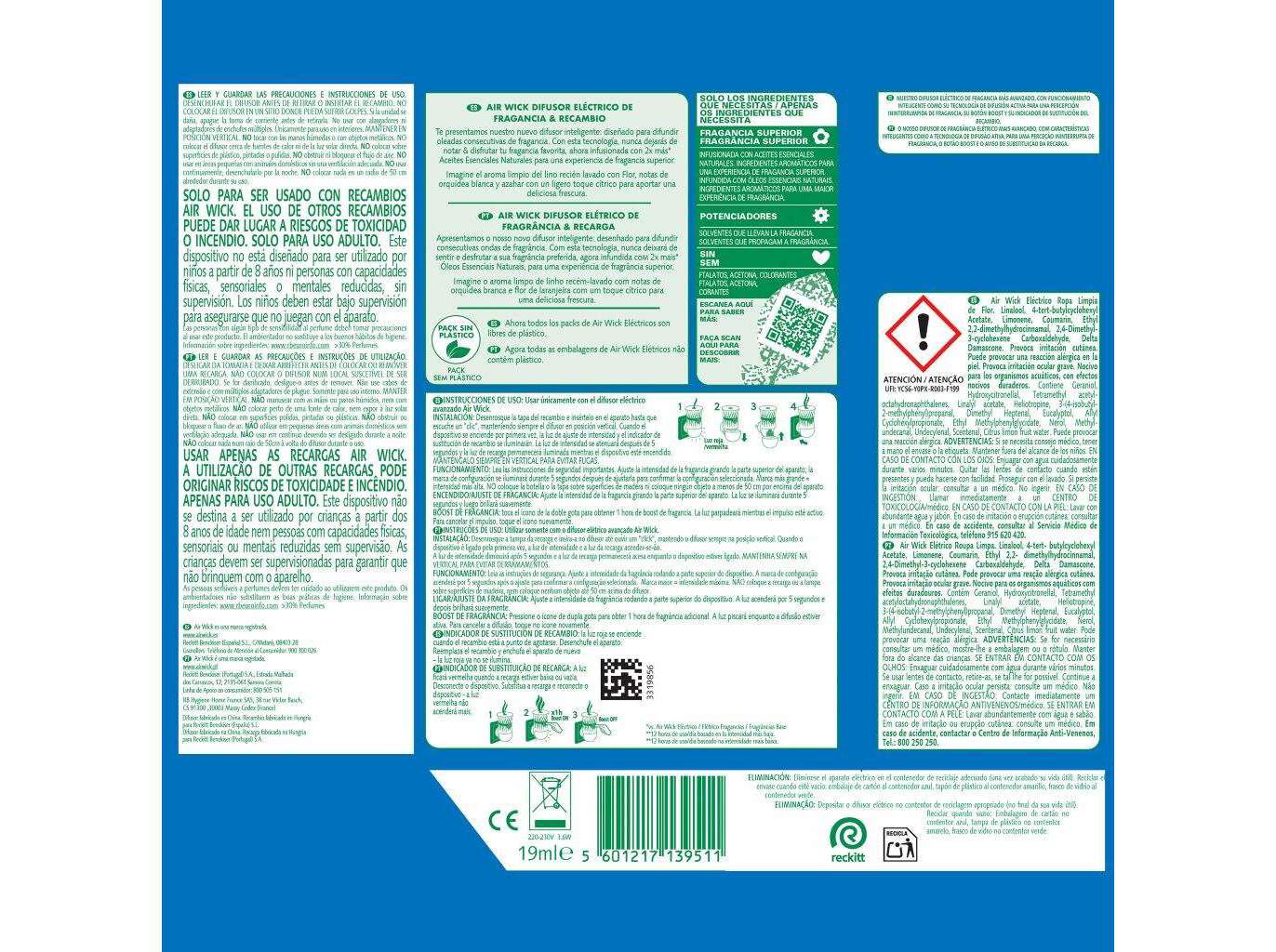 AMBIENTADOR EL&Atilde;TRICO AIRWICK ROUPA LIMPA 19 ML image number 1