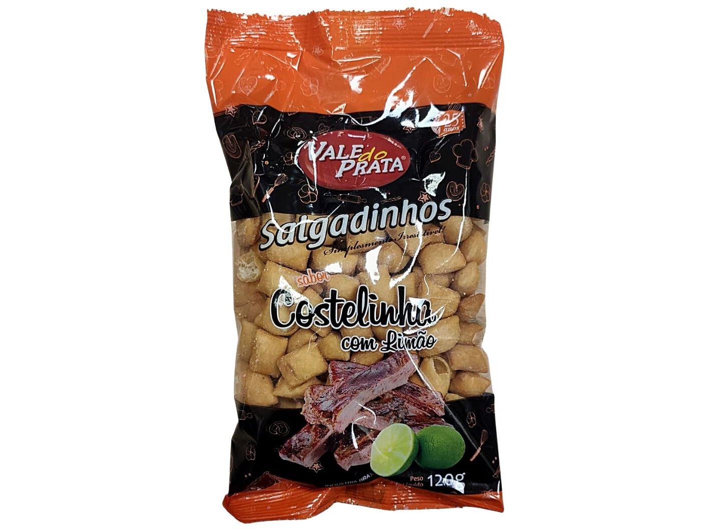 SALGADINHOS VALE DO PRATA SABOR COSTELINHA C/ LIM&Atilde;O 120G