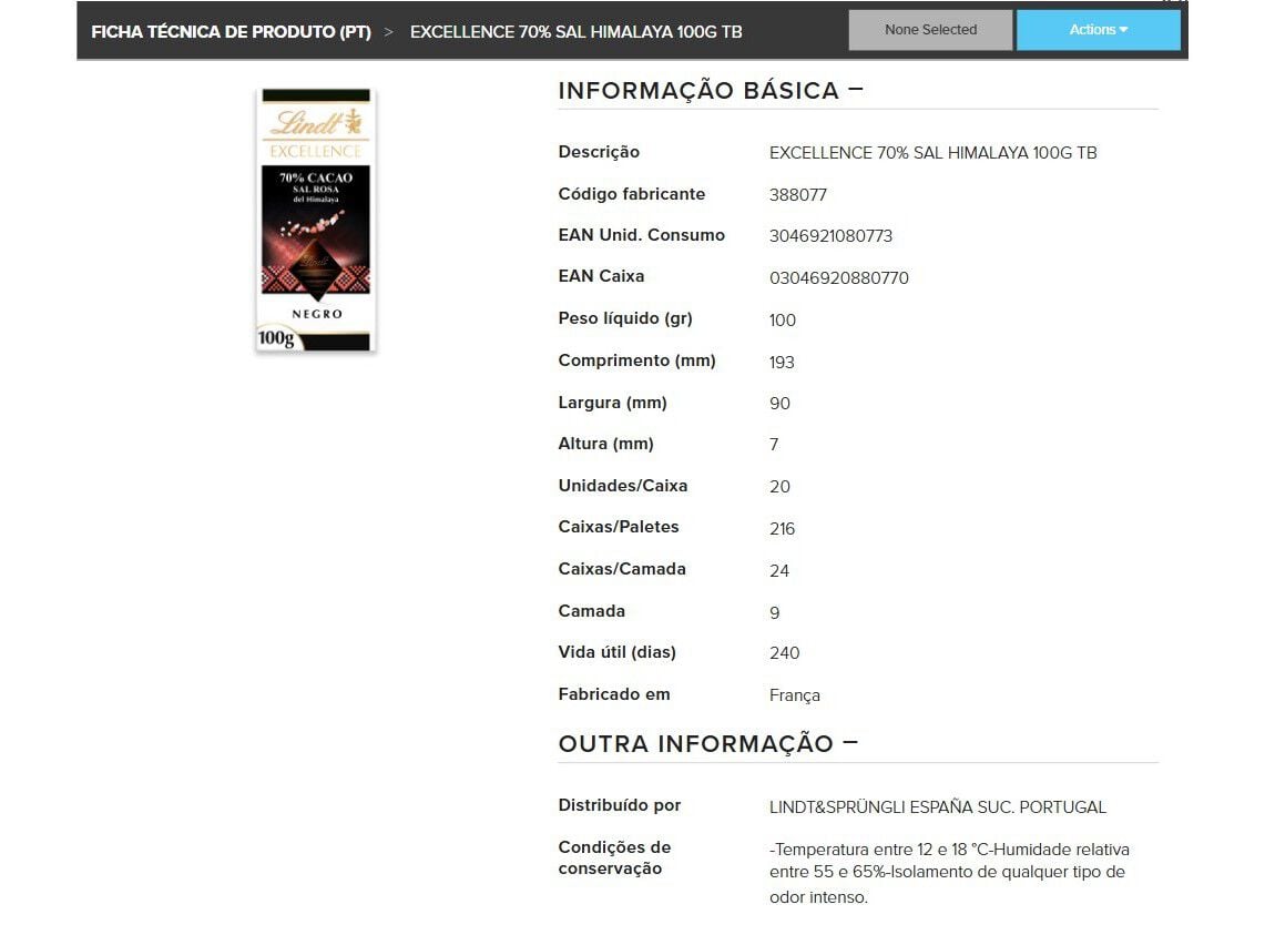 TABLETE CHOCOLATE LINDT 70% SAL ROSA HIMALAIAS 100G image number 1