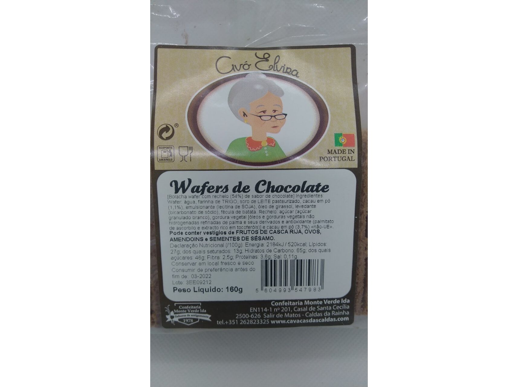 BOLACHAS AV&Oacute; ELVIRA COM RECHEIO SABOR A CHOCOLATE 160G image number 1