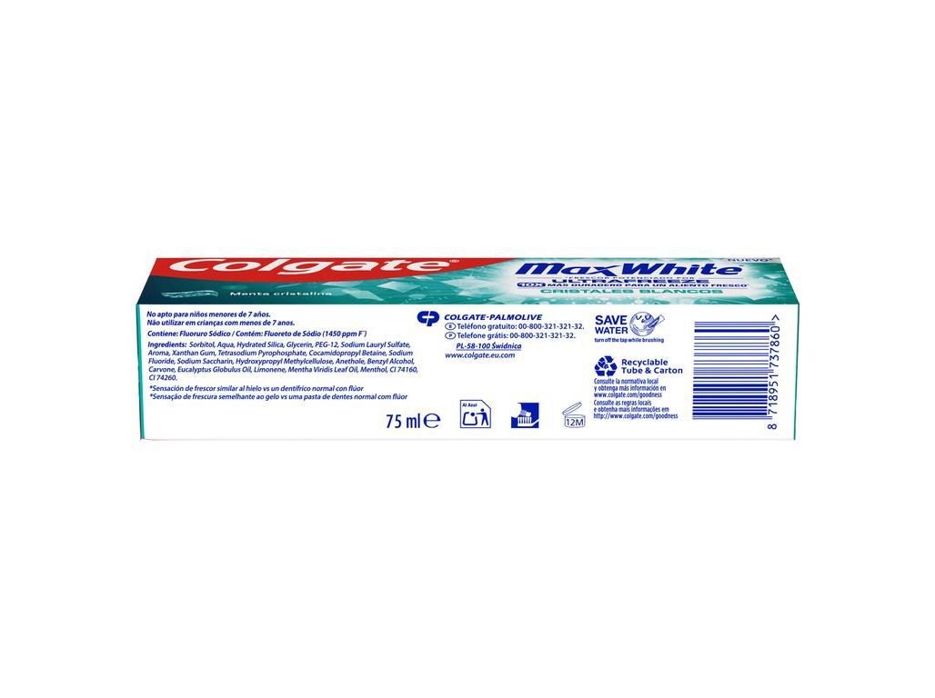 PASTA DE DENTES BRANQUEADORA MAX WHITE COLGATE 75ML image number 1