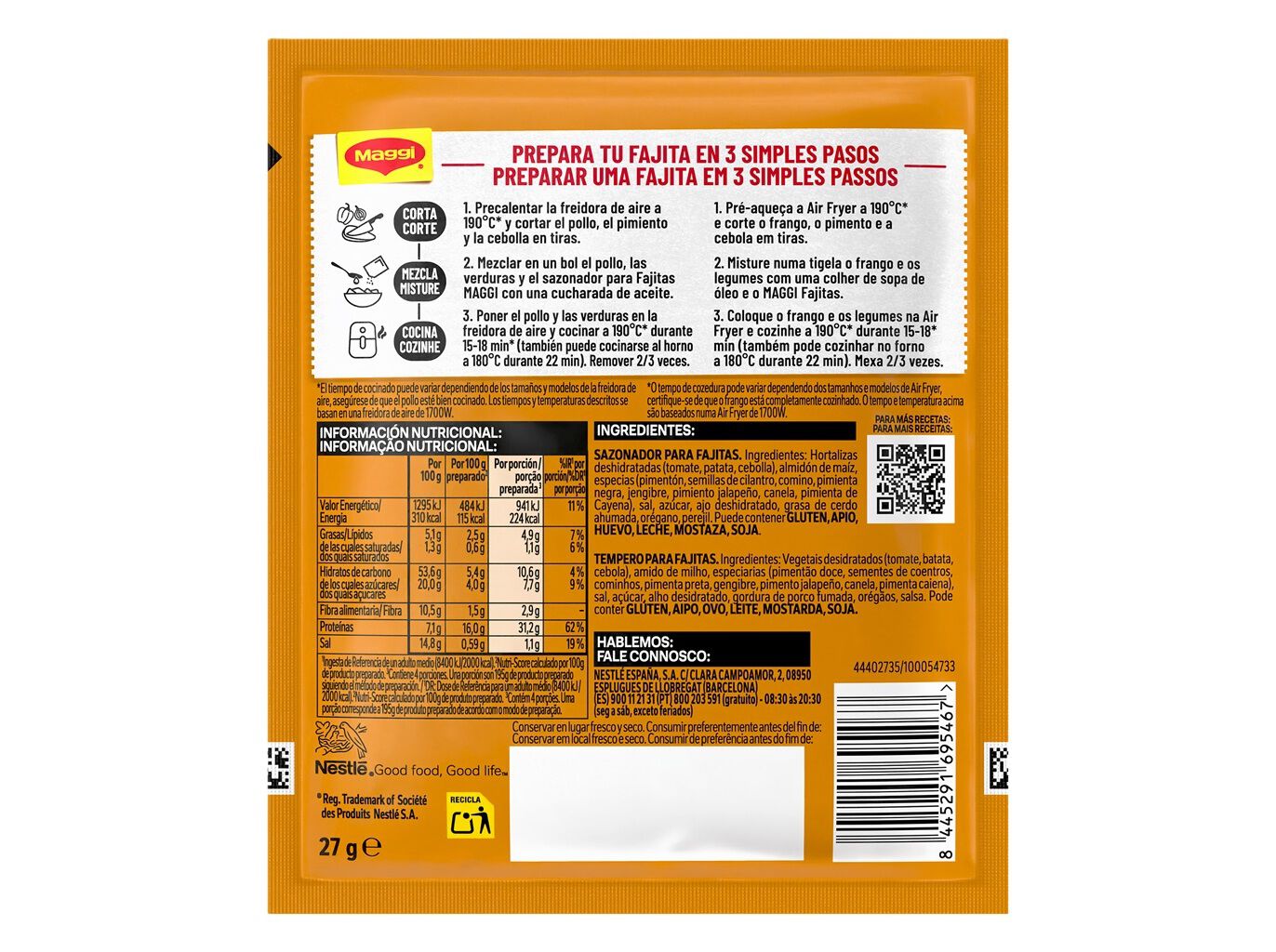 TEMPEROS PREPARADOS EM P&Oacute; MAGGI AIR FRYER WRAP IT FAJITA 27G image number 1