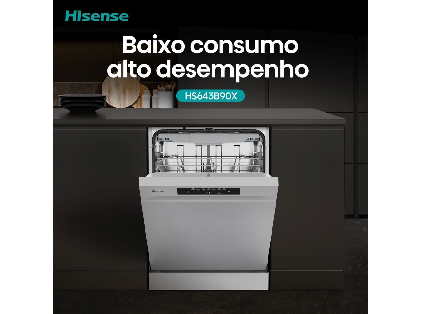 M&Aacute;QUINA DE LAVAR LOI&Ccedil;A HISENSE LOOK INOX SERIE HI4 HS643B90X B 15CONJUNTOS image number 8