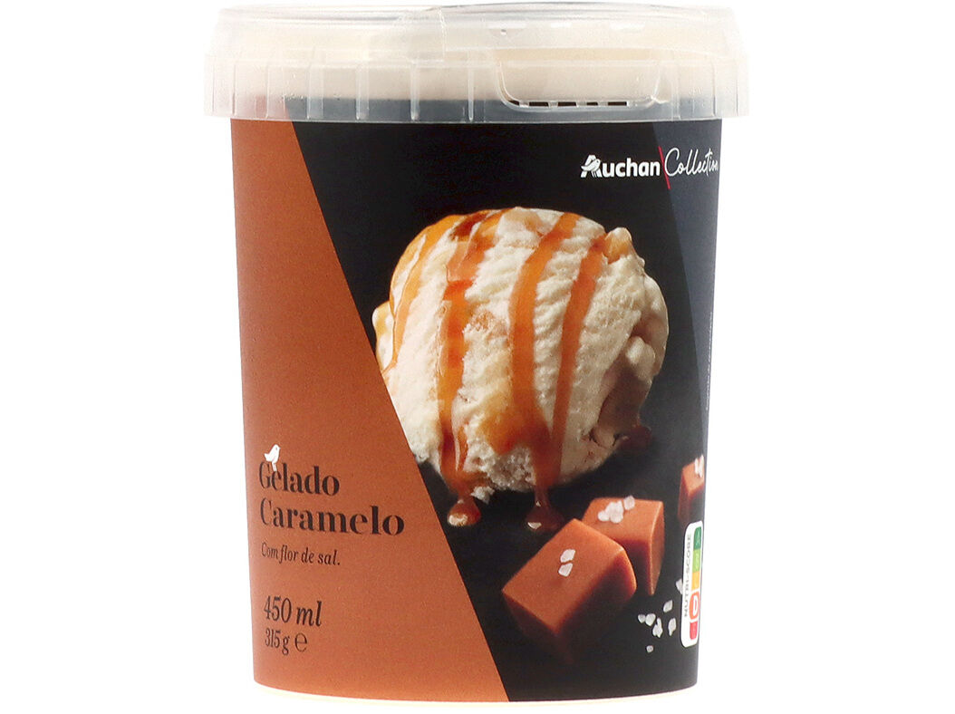 GELADO AUCHAN COLLECTION CARAMELO COM FLOR DE SAL 450ML