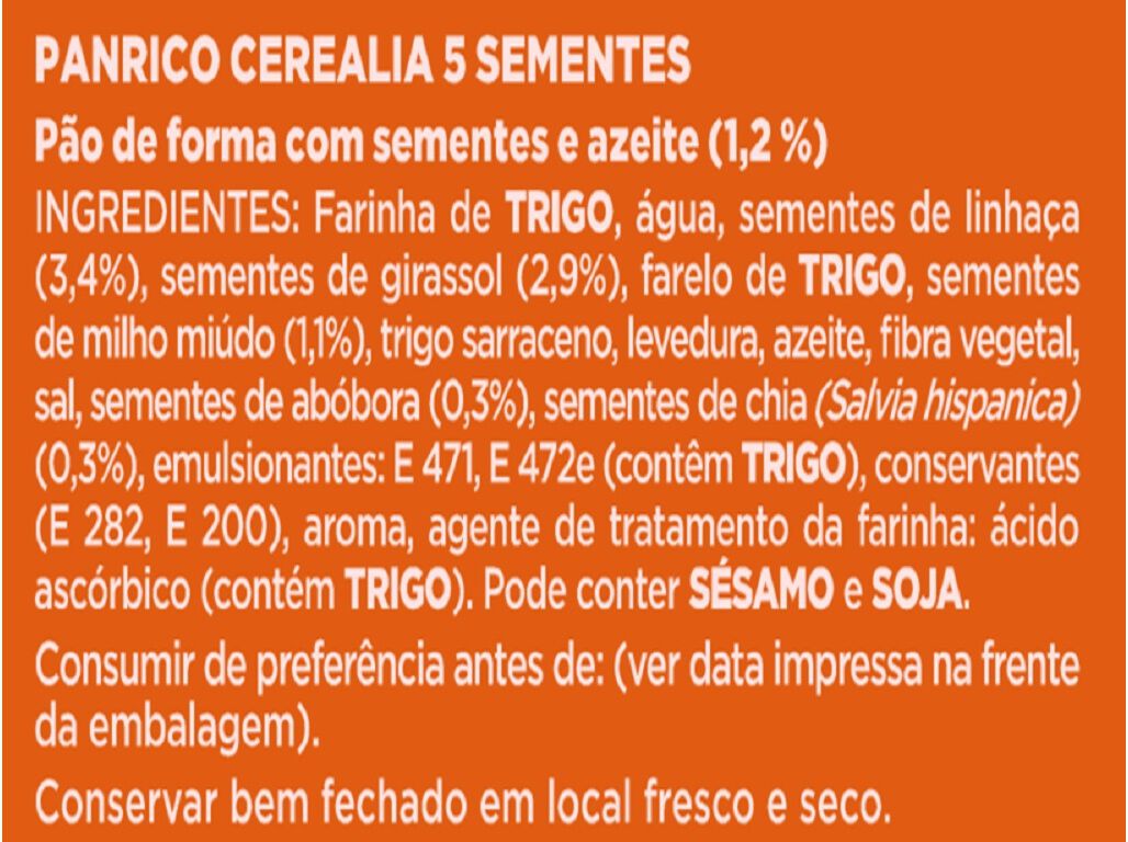 P&Atilde;O PANRICO DE FORMA CEREALIA 5 SEMENTES 435G image number 1