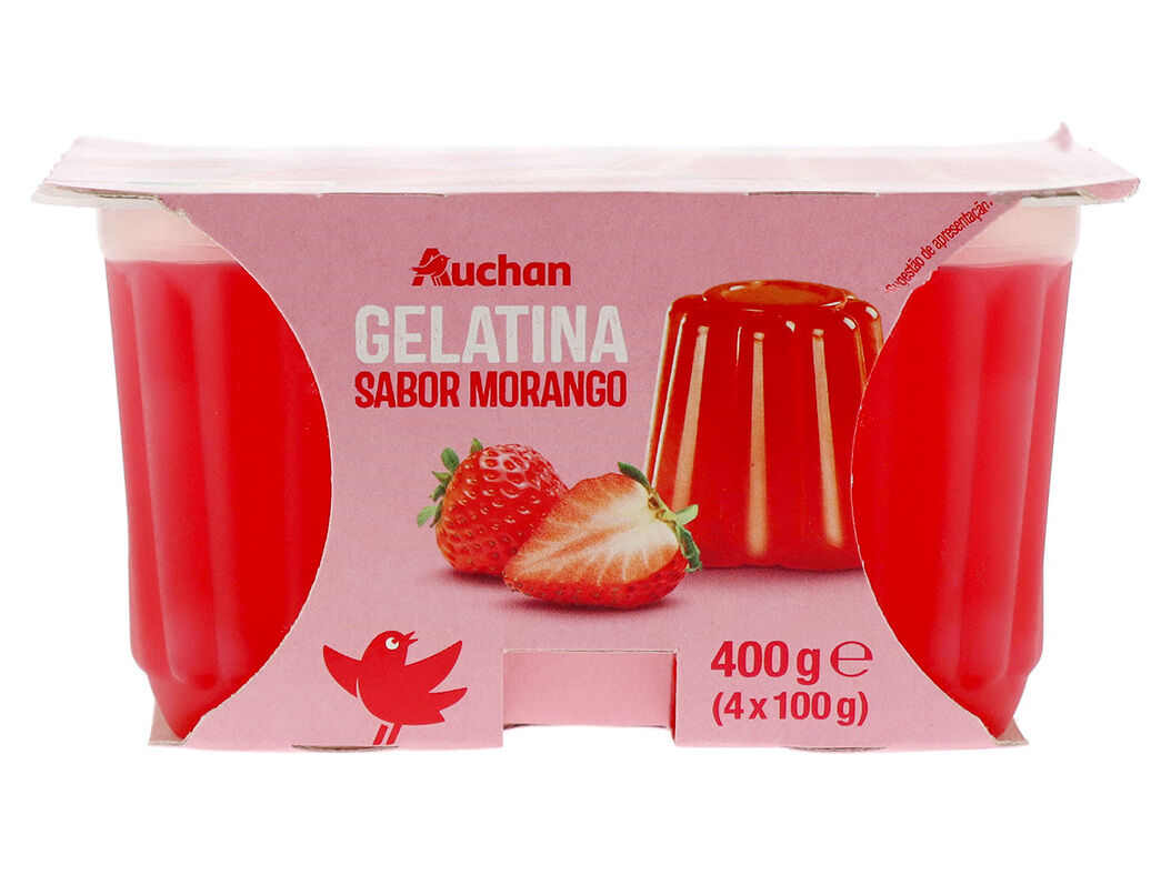 GELATINA AUCHAN MORANGO 4X100G image number 3