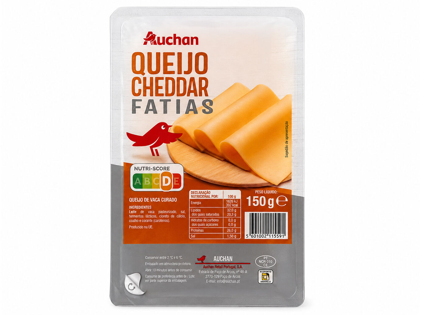 QUEIJO CHEDDAR AUCHAN FATIAS 150 G image number 0