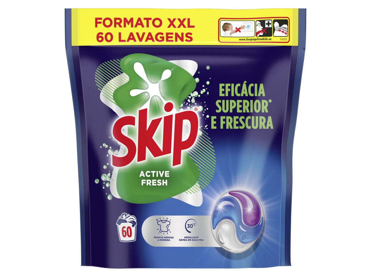 C&Aacute;PSULAS DET. ROUPA M&Aacute;Q SKIP TRIO ACTIVE FRESH 60D