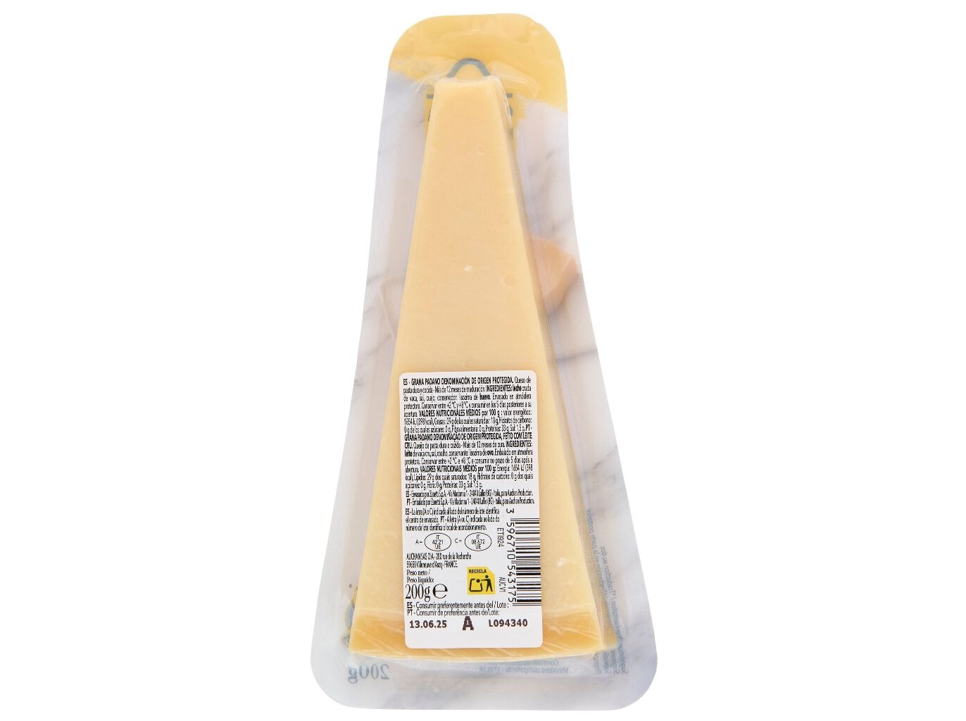 QUEIJO GRANA PADANO DOP AUCHAN &Agrave; MESA EM IT&Aacute;LIA 200 G image number 1