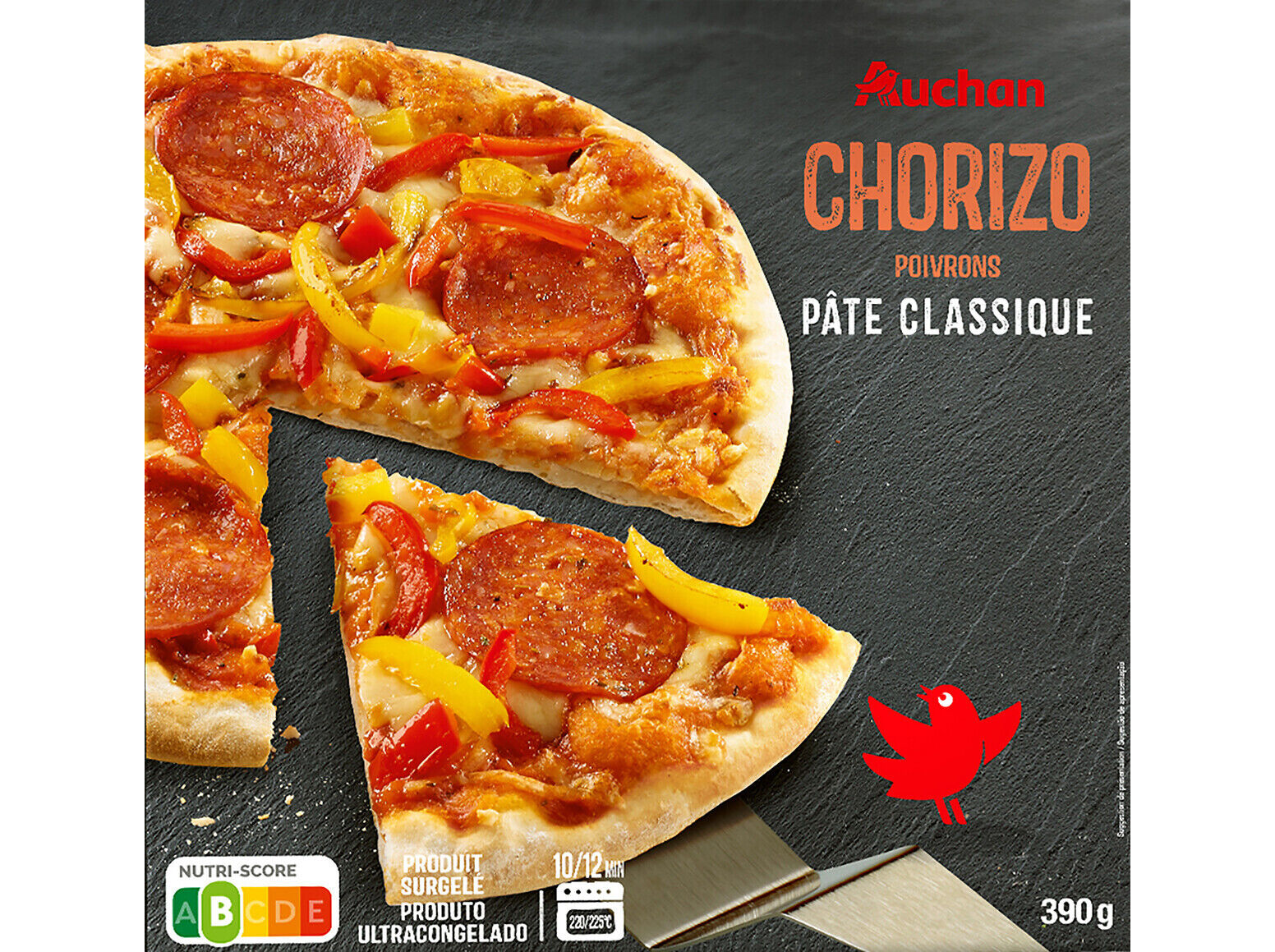 PIZZA AUCHAN MASSA CL&Aacute;SSICA CHOURI&Ccedil;O 390G