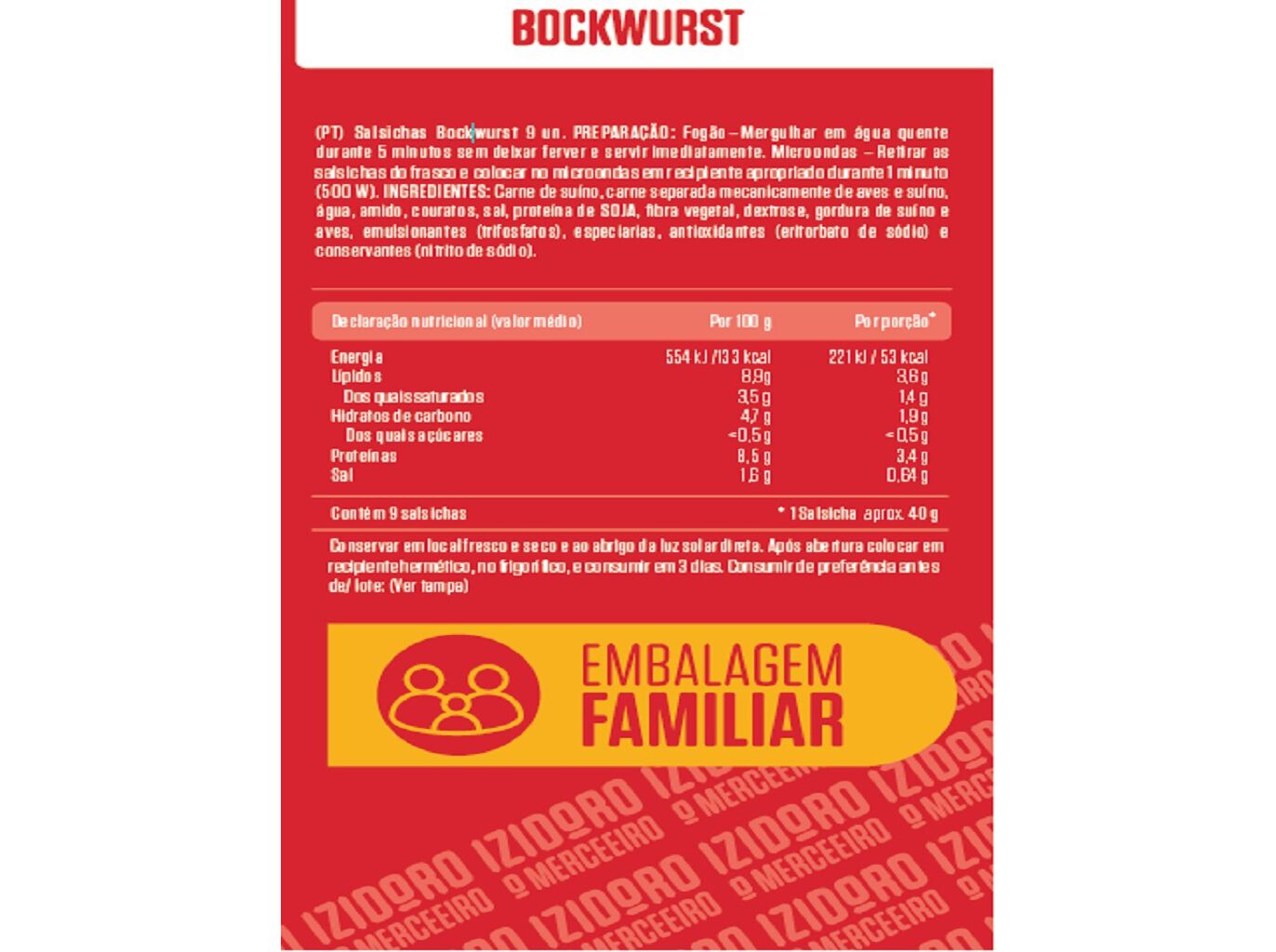 SALSICHAS BOCKWURST IZIDORO 9UN 650(360)G image number 1