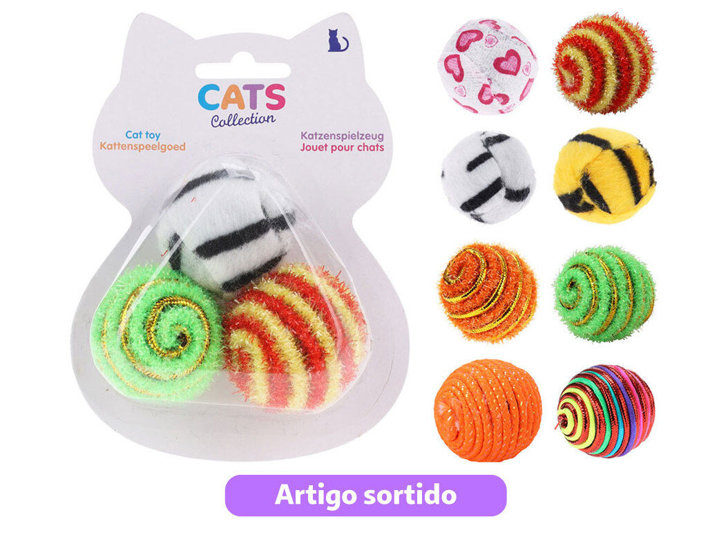 BRINQUEDO GATO CATS COLLECTION BOLAS FELPUDAS 3 UNIDADES MODELOS SORTIDOS