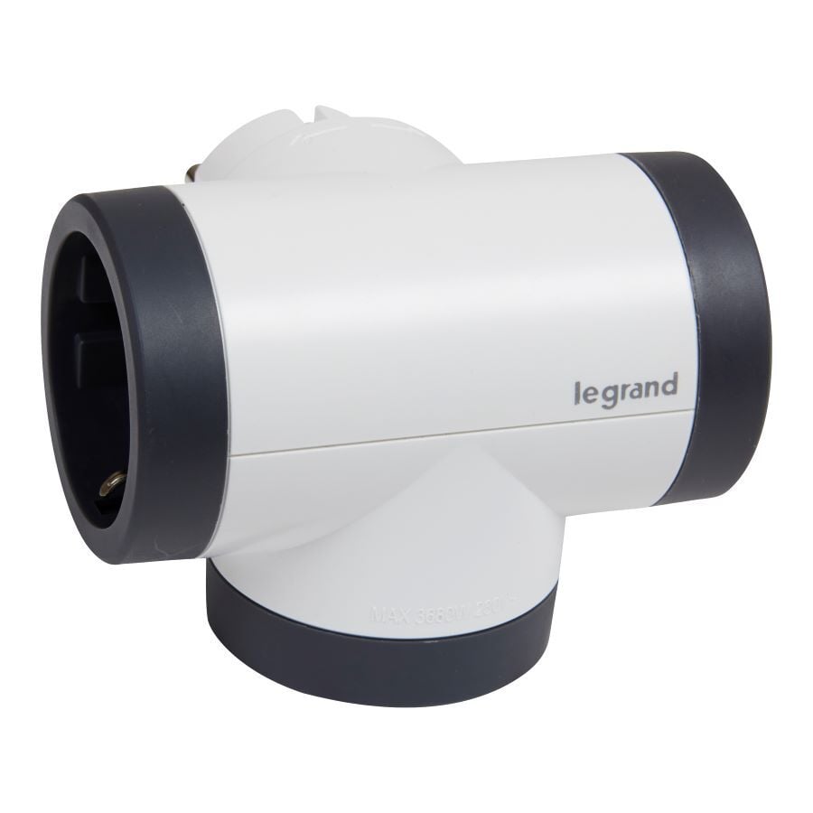 FICHA TRIPLA 2P+T OBT LEGRAND BRANCO/CINZA image number 0