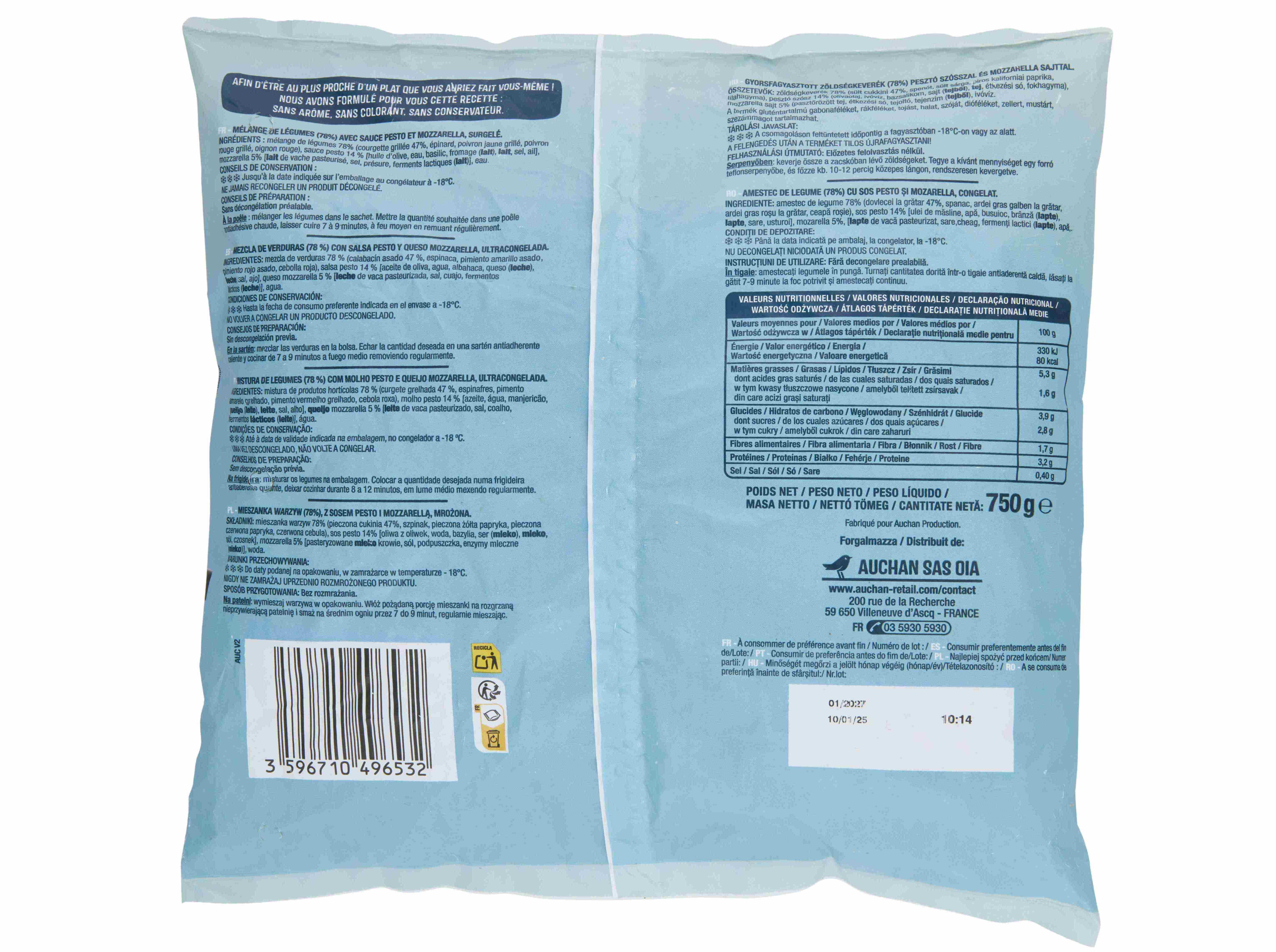 SALTEADO DE LEGUMES AUCHAN &Agrave; ITALIANA 750G image number 1