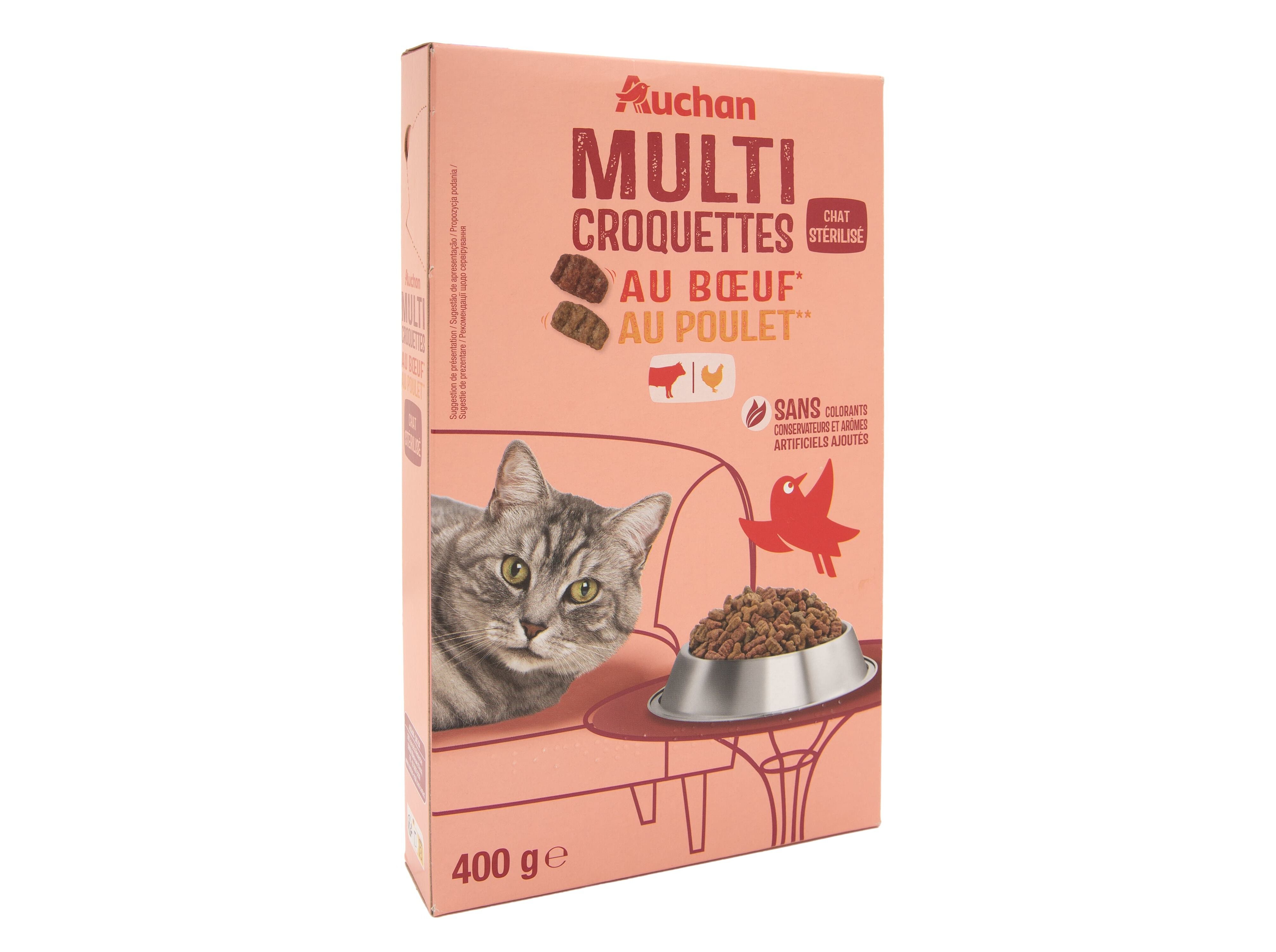RA&Ccedil;&Atilde;O PARA GATO AUCHAN ESTERILIZADO COM VACA E COM FRANGO 400G image number 1