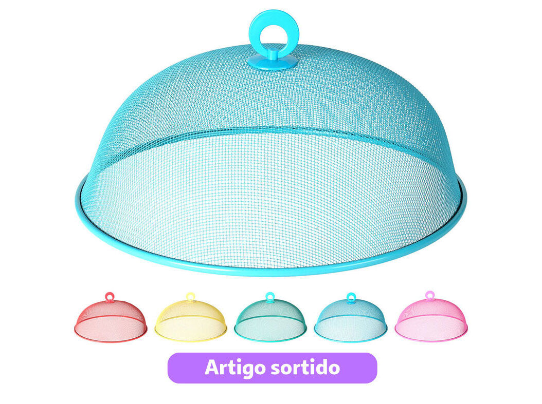 TAMPA PARA ALIMENTOS METAL 35X14CM CORES SORTIDAS