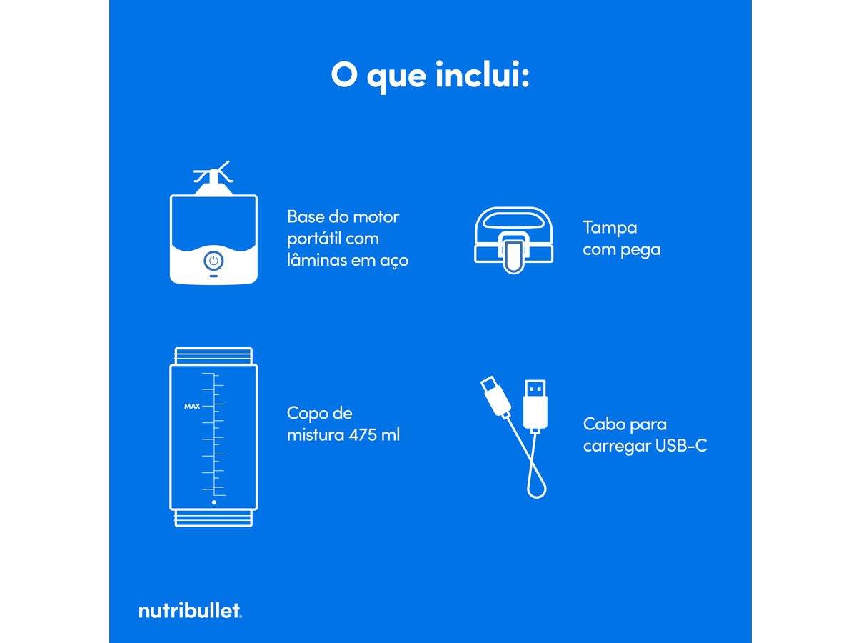 LIQUIDIFICADORA NUTRIBULLET PORTABLE NBP003W BRANCO 475ML image number 7