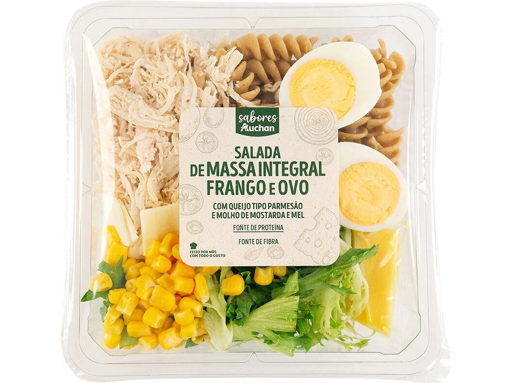 SALADA DE MASSA INTEGRAL FRANGO E OVO SABORES AUCHAN 340 G
