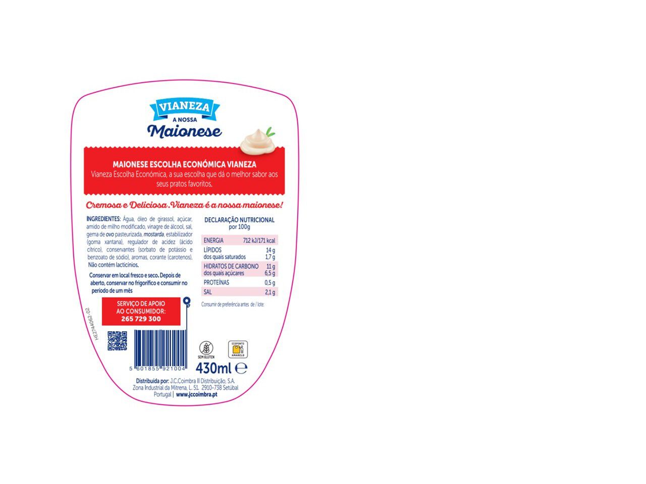 MAIONESE VIANEZA ESCOLHA ECON&Oacute;MICA 430ML image number 1