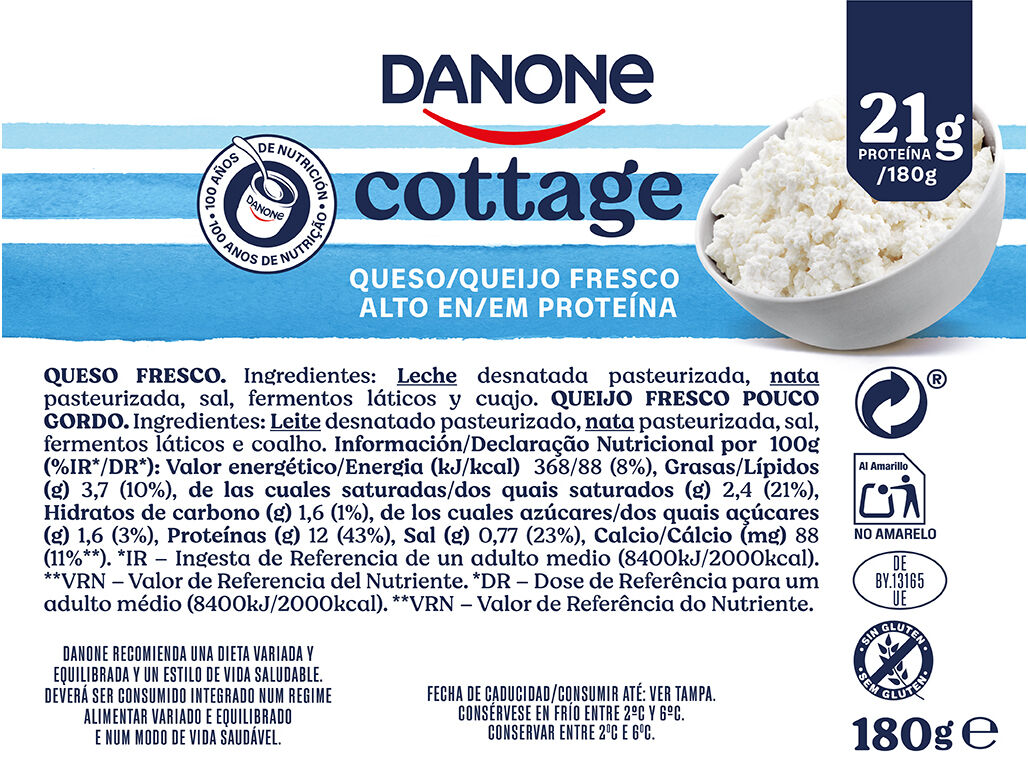 QUEIJO FRESCO COTTAGE DANONE 180 G image number 1