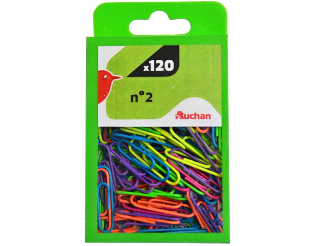 CLIPS N&ordm;2 AUCHAN CORES SORTIDAS 120 UNIDADES
