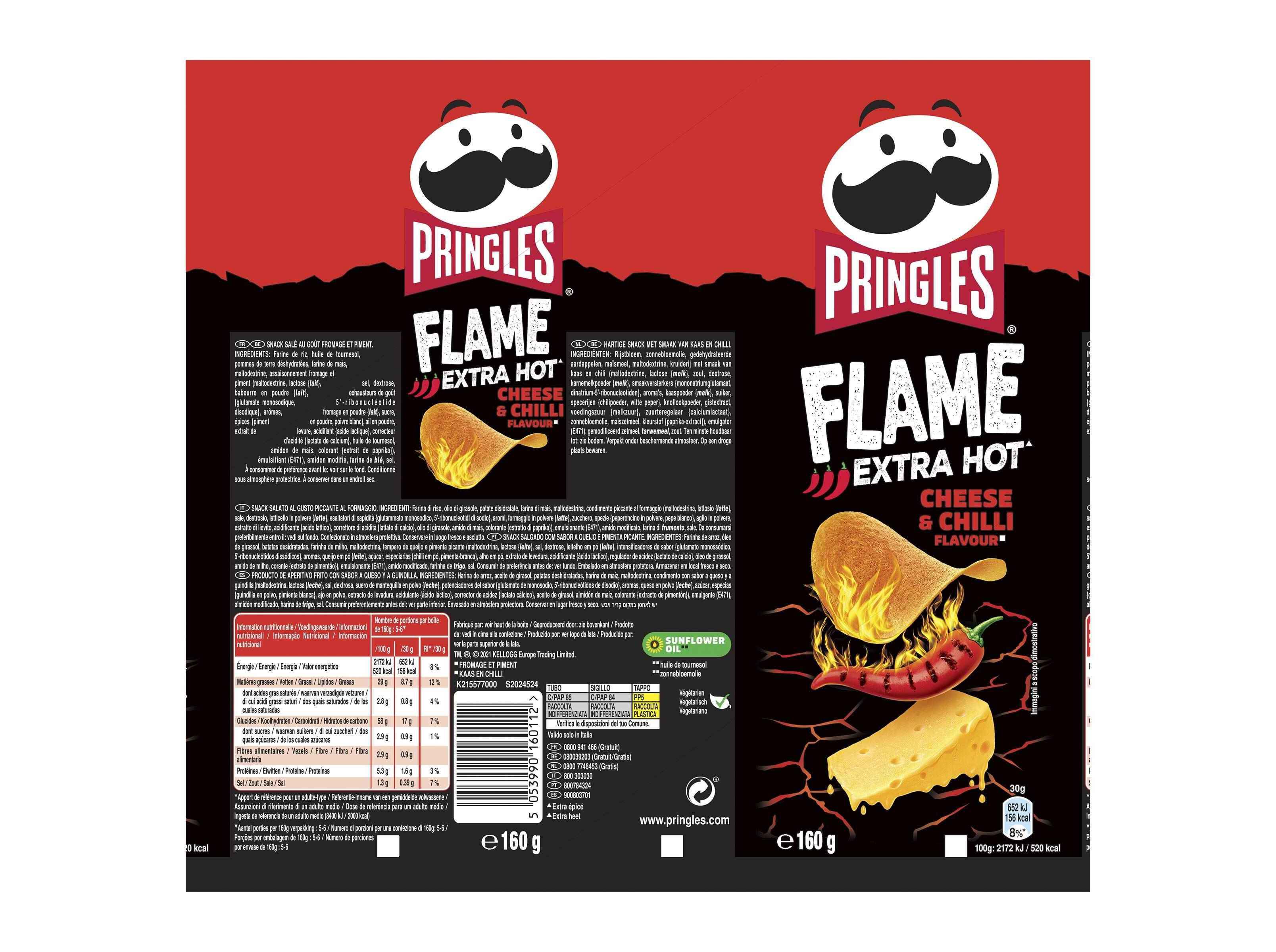 APERITIVO PRINGLES FLAME QUEIJO & CHILLI 160G image number 1