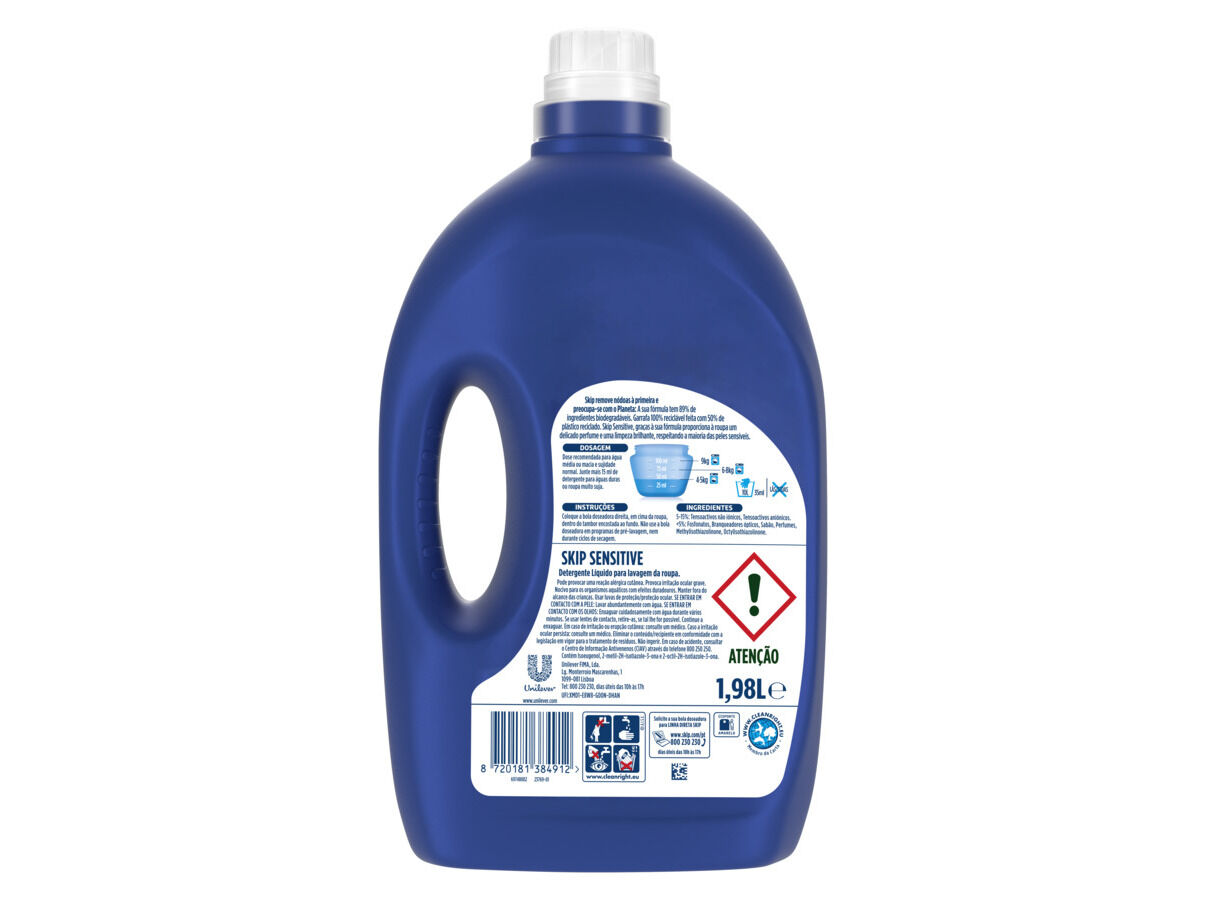 DETERGENTE ROUPA M&Aacute;QUINA LIQU&Iacute;DO SKIP SENSITIVE 44D image number 1