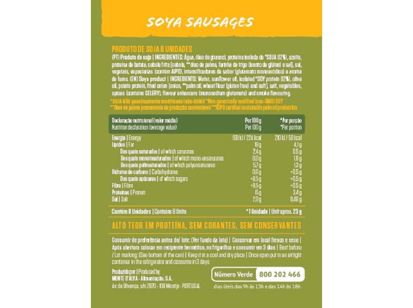 SALSICHAS SOJA IZIDORO LATA 8UN 360(180)G image number 1