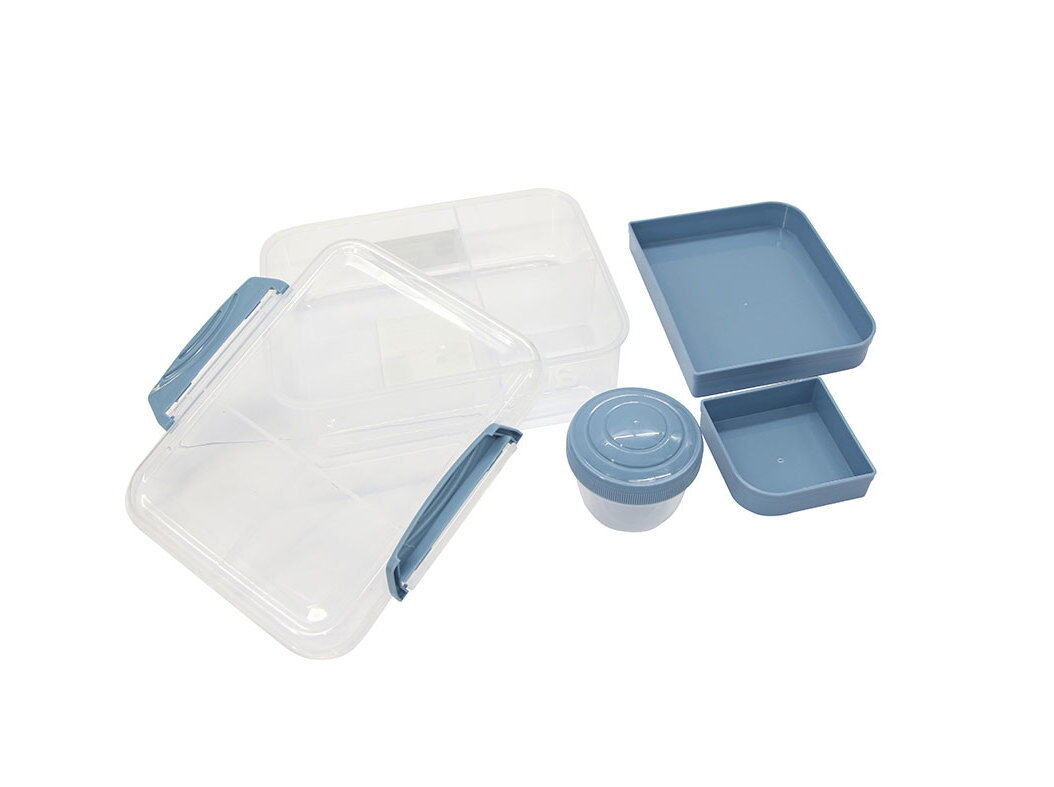 CAIXA PARA ALIMENTOS ACTUEL AZUL COM COMPARTIMENTOS 22X18CM image number 0