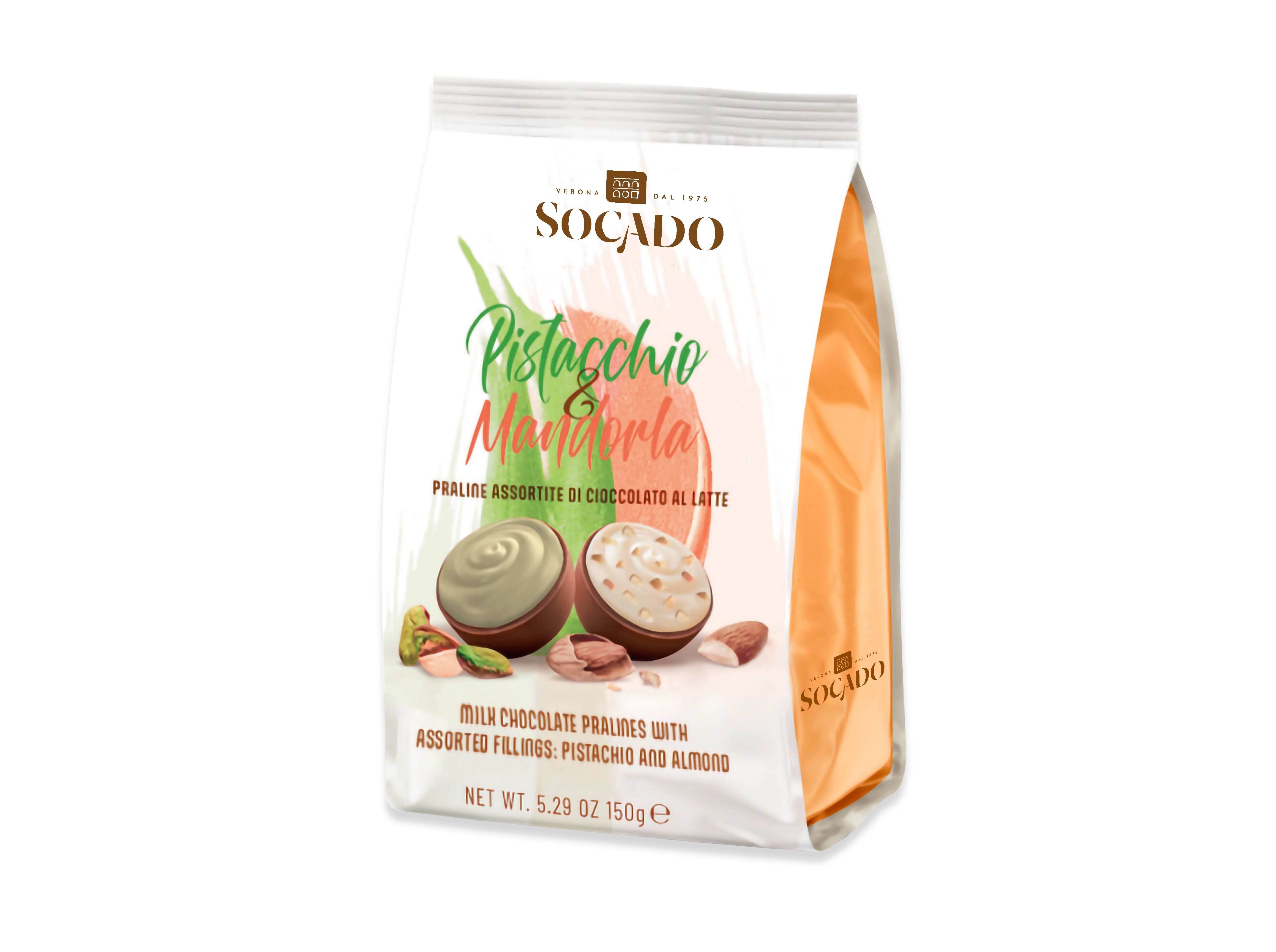 BOMBONS PRALIN&Eacute; SOCADO PISTACHIO E MANDORLA 150G image number 0