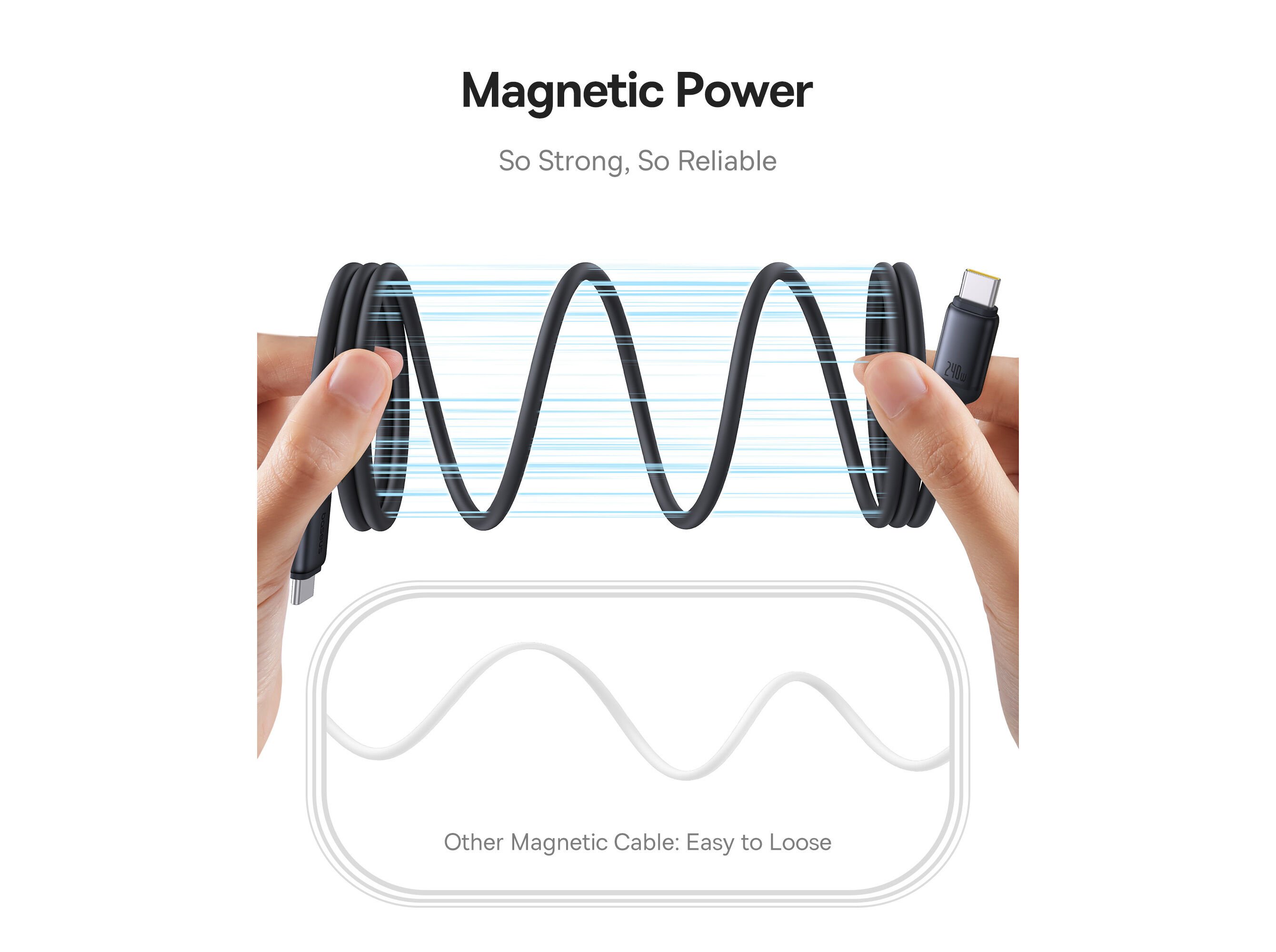 CABO MAGNETICO BASEUS COSMIC BLACK PICOGO USB-C/USB-C image number 3