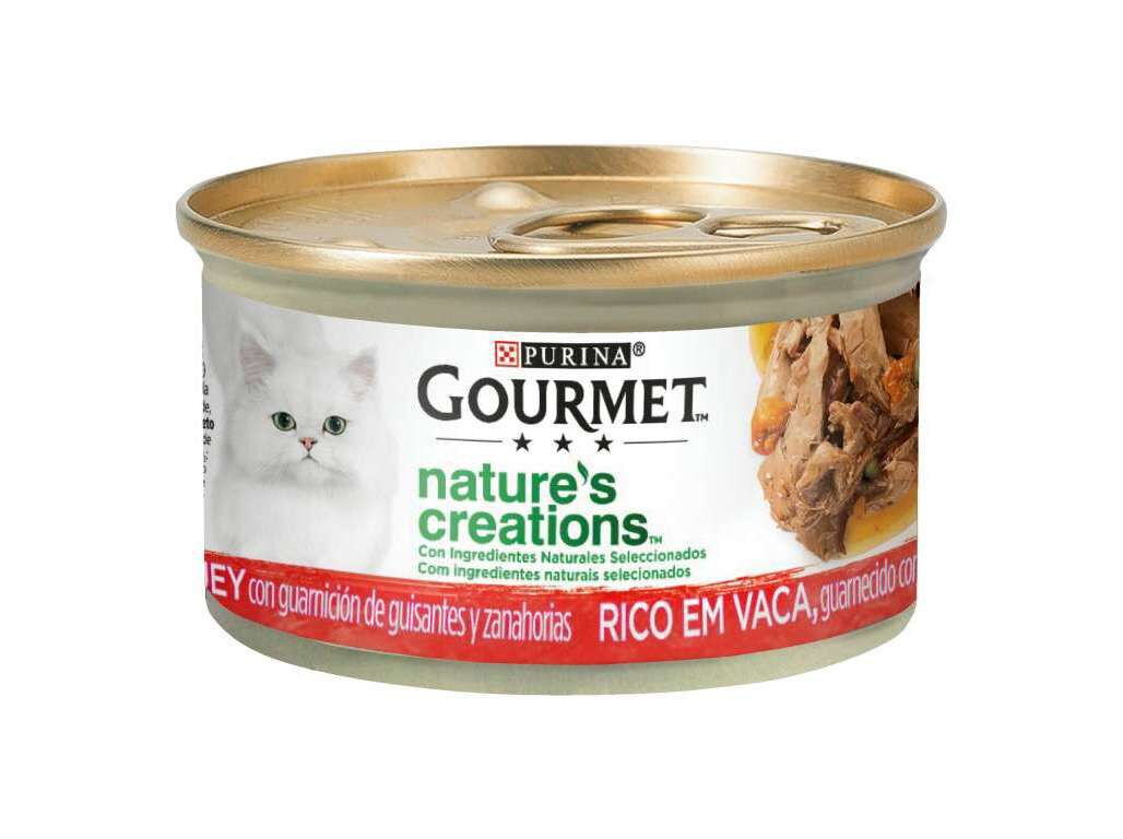 COMIDA H&Uacute;MIDA PARA GATO GOURMET NATURES CREATIONS COM VACA 85G image number 0