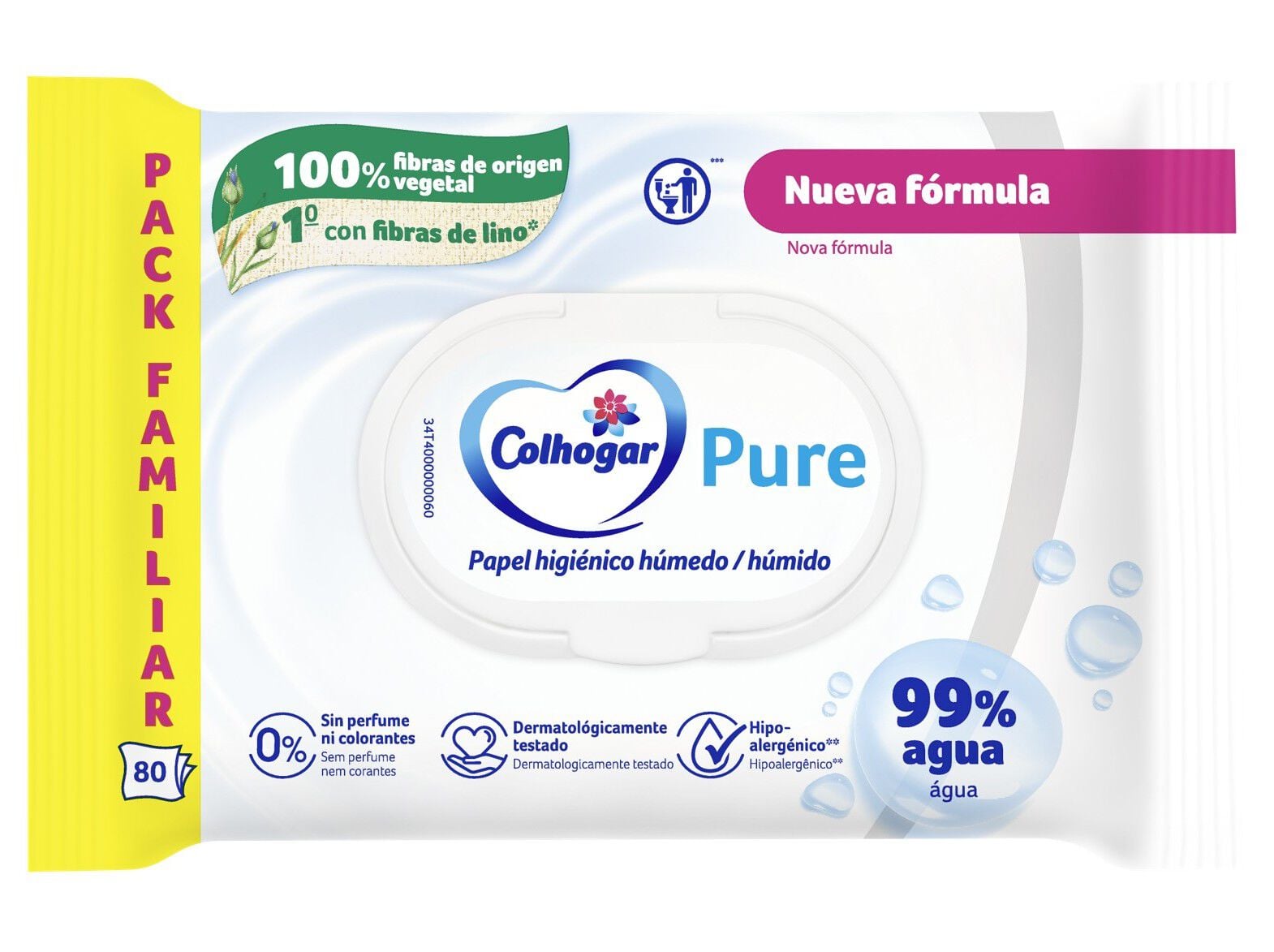 PAPEL HIGI&Eacute;NICO COLHOGAR H&Uacute;MIDO PURE 80UN image number 1
